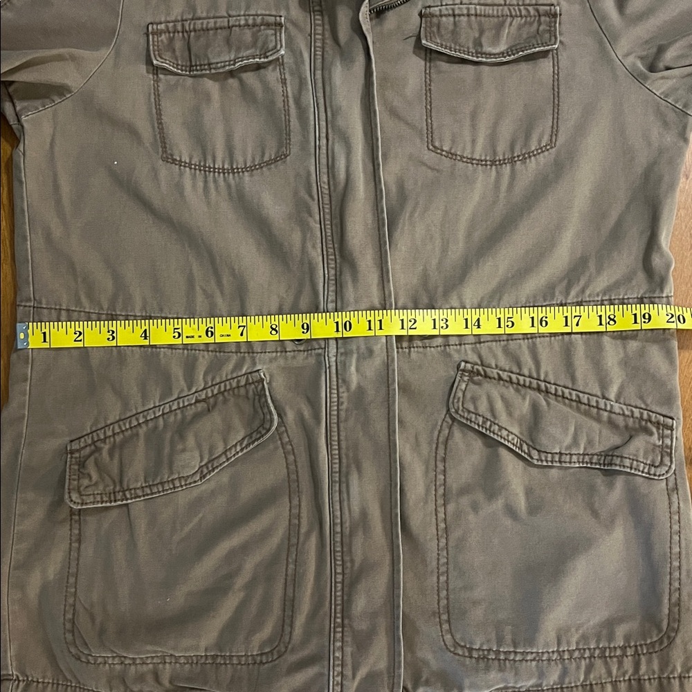 A New Day Tan Hooded Utility Jacket Size M  Military Style Casual Outdoors - Picture 7 of 11